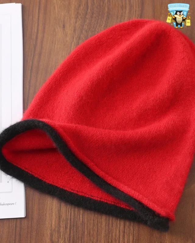 Unisex Soft Curly-Brimmed 100% Merino Wool Knitted Beanie