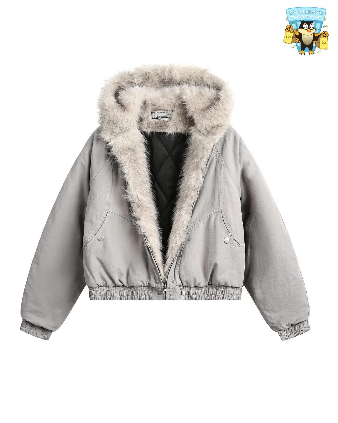 Style Unisex Winter Coat Faux Fur Collar Jacket