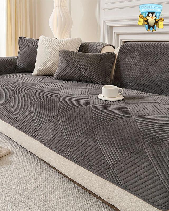 Solid Color Soft Sofa Mat Cover Non-Slip Couch Protector