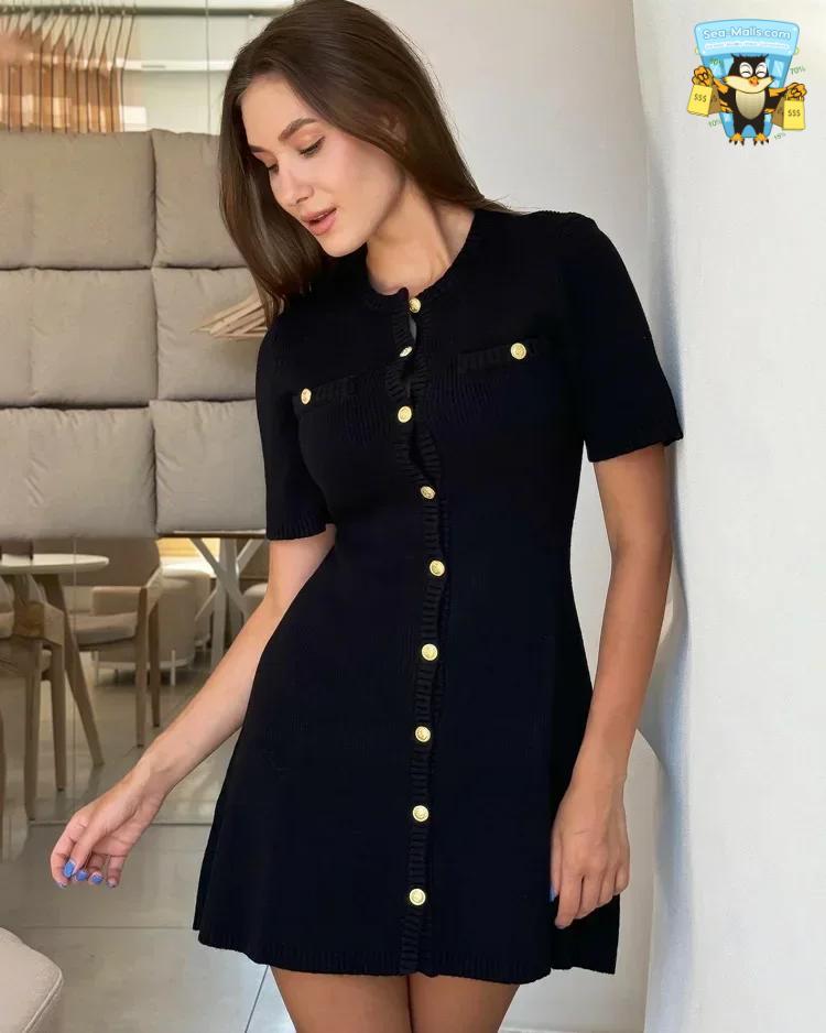 Elegant Knit Mini Dress Slim H
