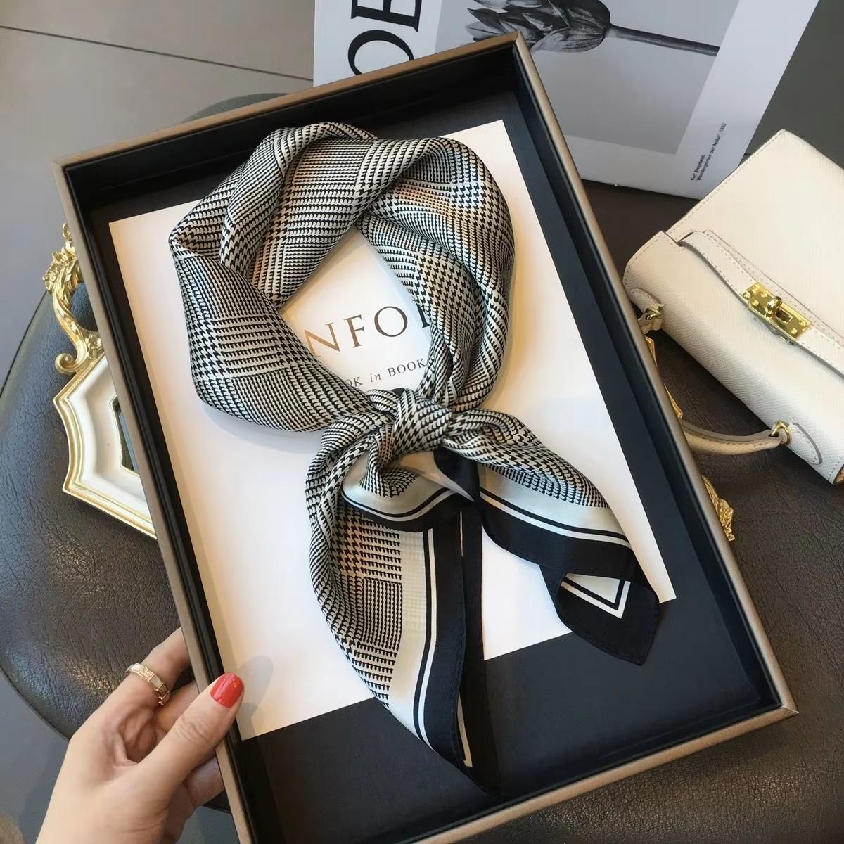 100% Natural Silk Square Scarf Women Hairband Neckerchief Wrap
