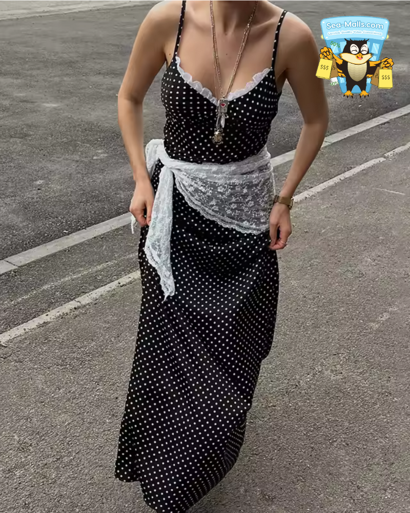 Polka Dot Lace Splice Maxi Dre