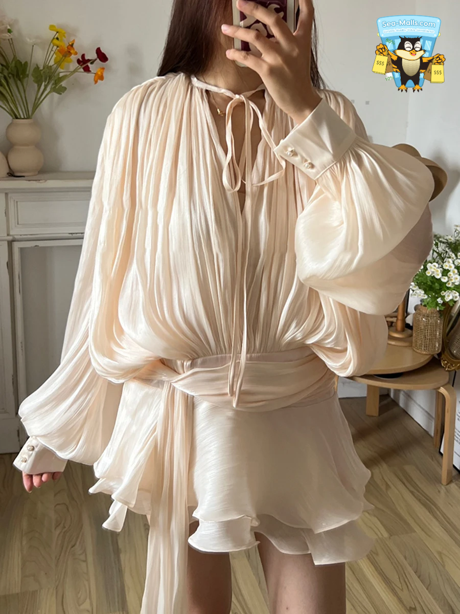 Chic Lace-Up V-Neck Mini Dress