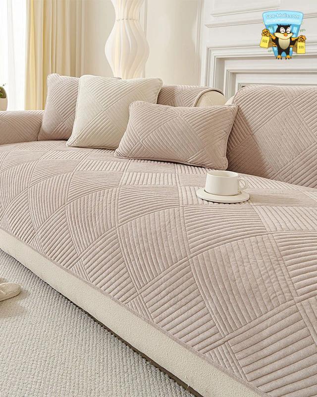 Solid Color Soft Sofa Mat Cover Non-Slip Couch Protector