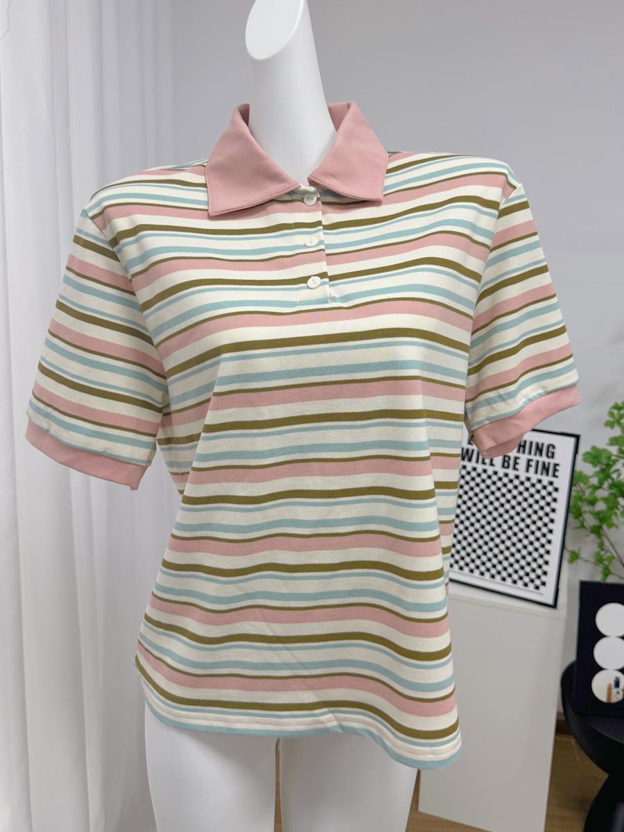 Polo Neck Cotton Crop Top Loose-Fit Chic Summer Pullover