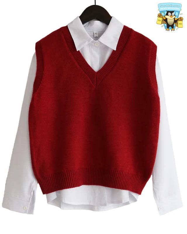 Korean V-Neck Knitted Sweater Vest
