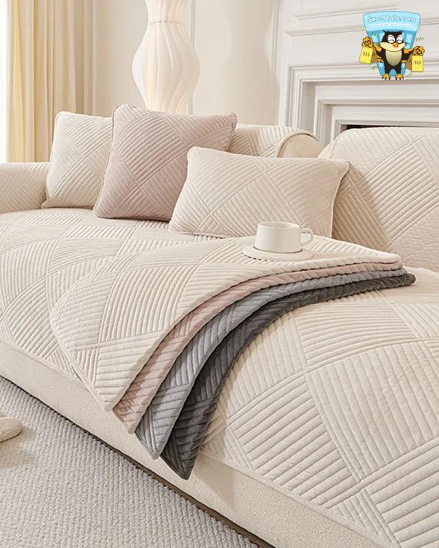 Solid Color Soft Sofa Mat Cove