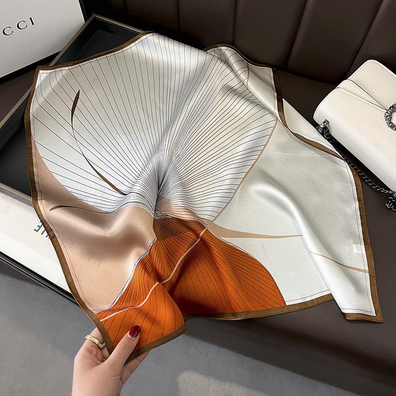 100% Pure Silk Floral Square Scarf Women Neck Hair Bandana