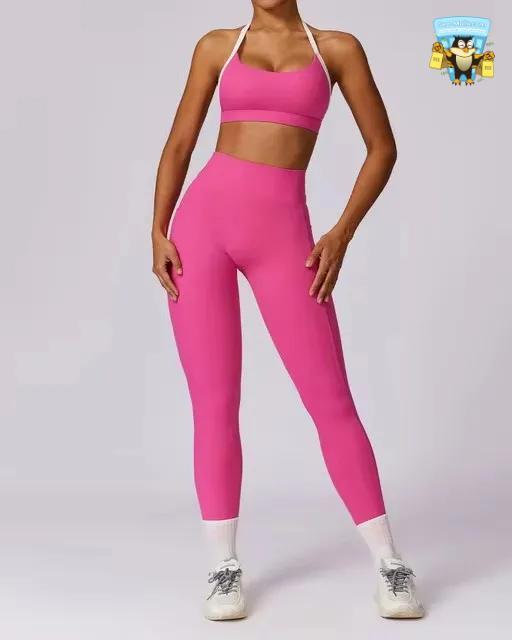 Women’s 2PCS Yoga Set with Long Sleeve Crop Top
