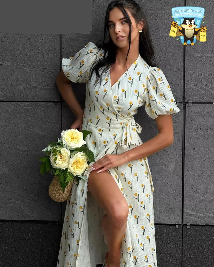 Cotton Floral A-Line Midi Dres