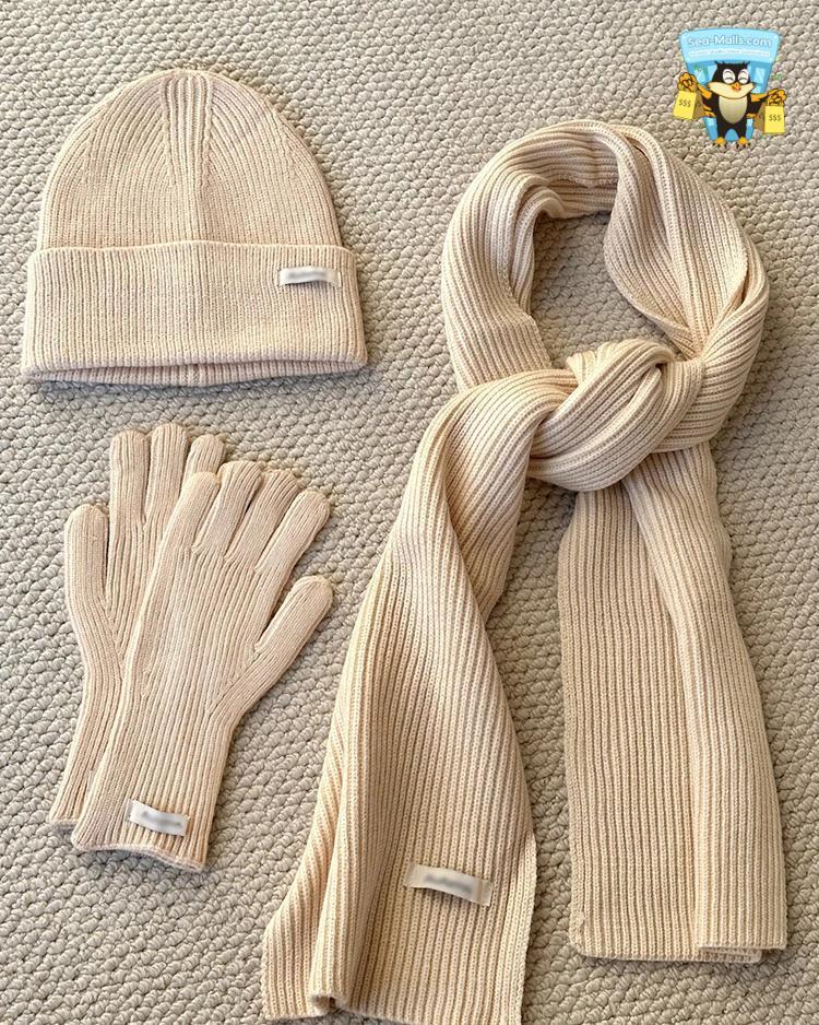 Winter Knitted Hat, Scarf & Gloves Set – 3-Piece