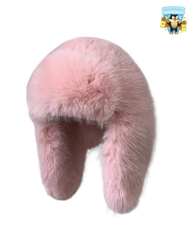 Faux Fox Fur Bomber Hat Women Winter Earflap Ski Cap