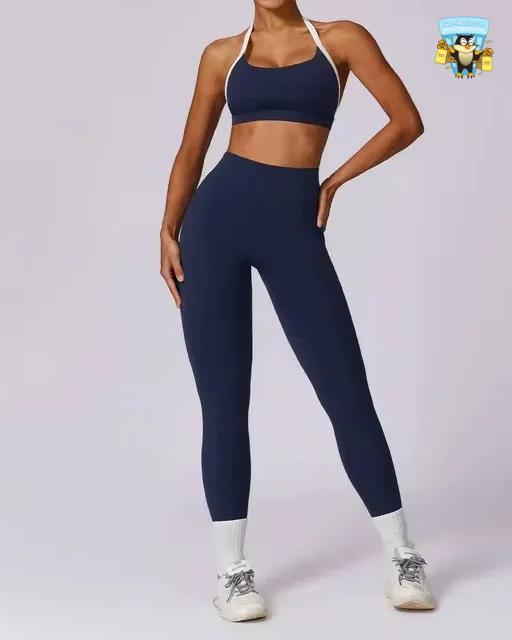 Women’s 2PCS Yoga Set with Long Sleeve Crop Top