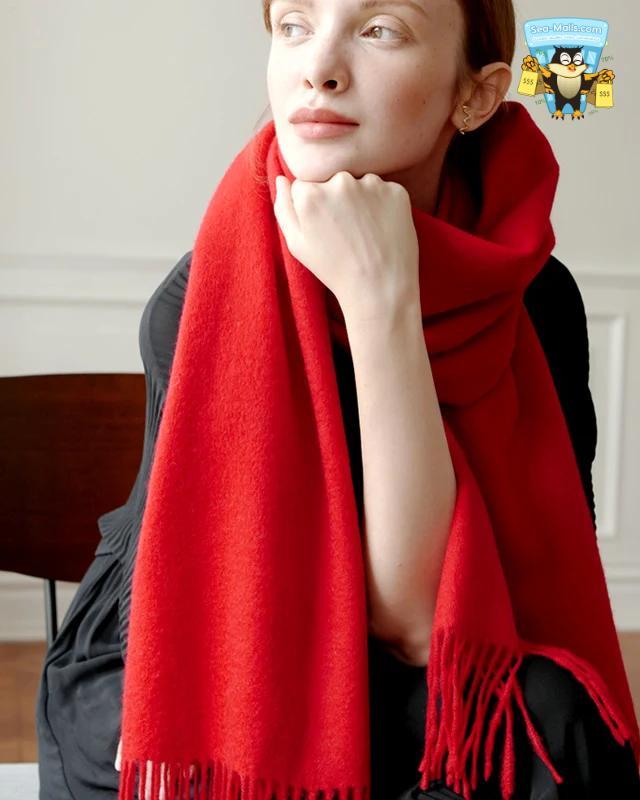 100% Wool Winter Scarf Soft Cashmere-Feel Shawl for Women