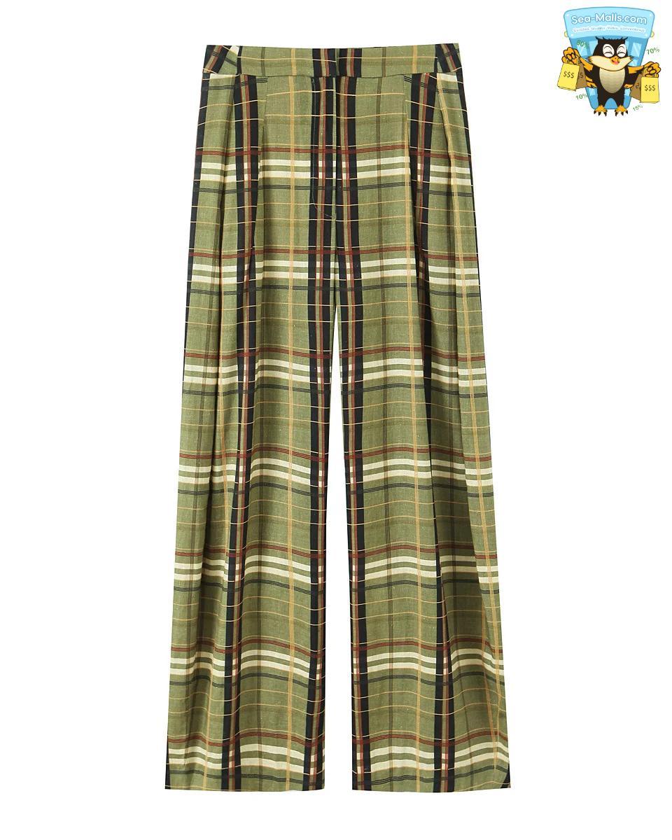 Women Autumn Plaid Loose Pants Drawstring Bloomers Style Casual Streetwear Trousers