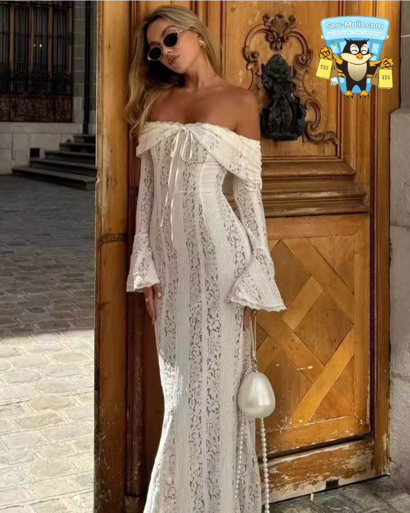 White Off Shoulder Lace Maxi D