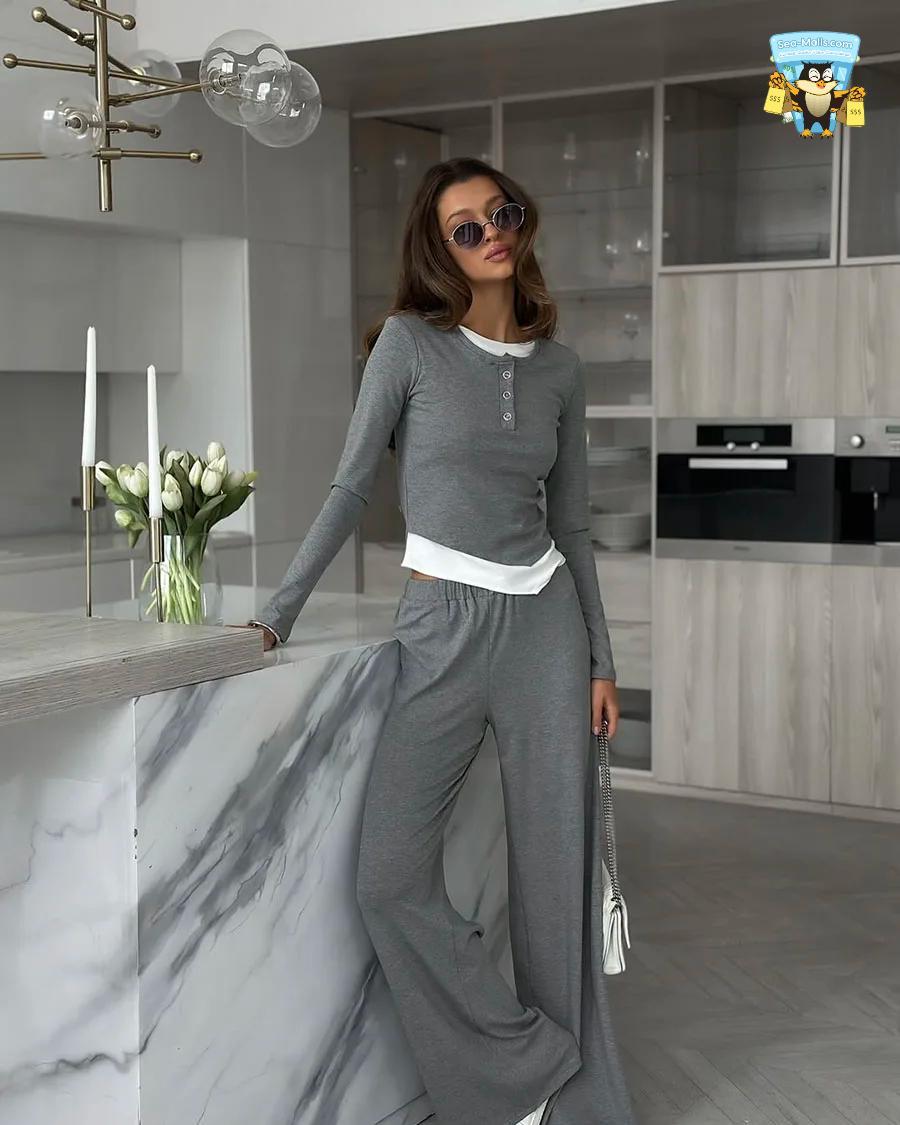 Modal Soft 2-Piece Women’s Set Long Sleeve Top & High-Waist Skirt Casual 2025