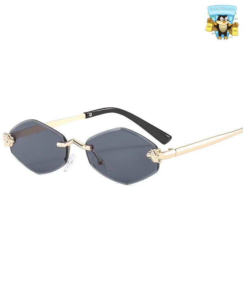 Women's Small Polygonal Sunglasses Luxury Vintage Metal Shades UV400