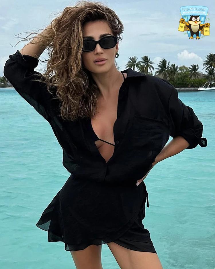 Casual Vacation Two-Piece Set Turn-Down Collar Shirt & Mini Skirt Suit