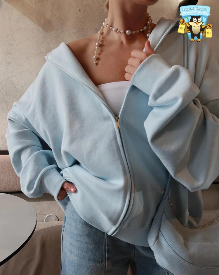 Oversize Zip-Up Hoodie for Wom