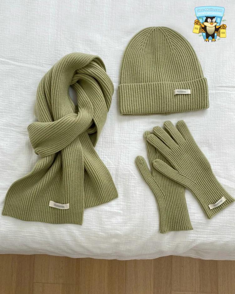 Winter Knitted Hat, Scarf & Gloves Set – 3-Piece