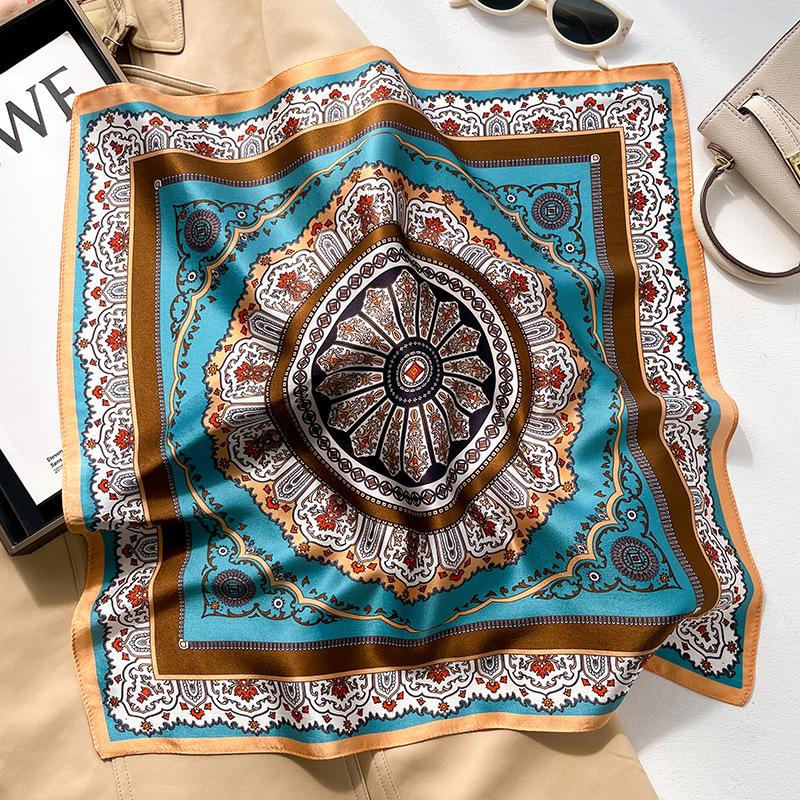 100% Pure Silk Floral Square Scarf Women Neck Hair Bandana