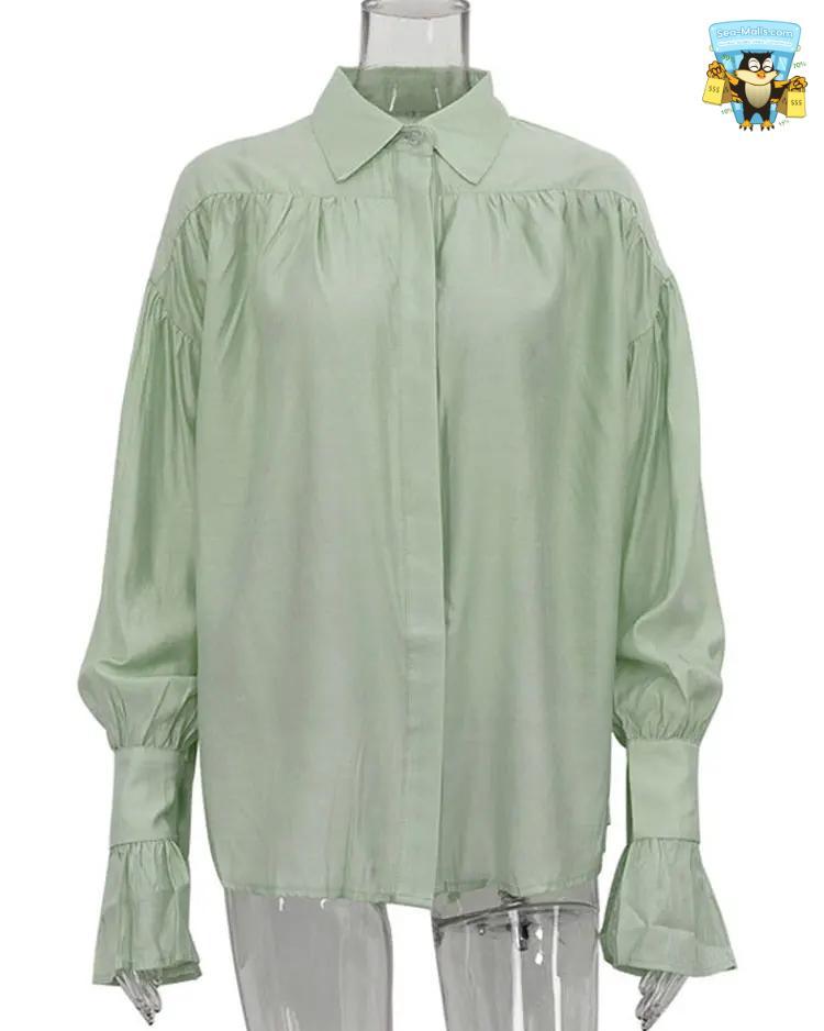 Casual Loose See-Through Autumn Long Sleeve Blouse