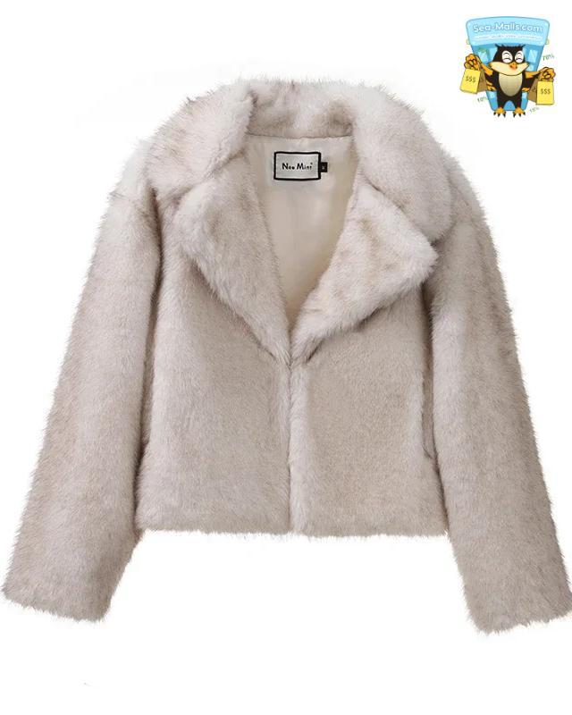 Gradient Faux Fur Jacket Women Winter Fluffy Fox Fur Coat