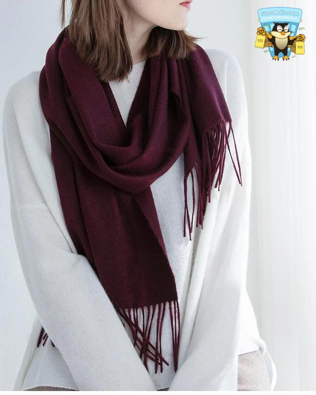 100% Wool Winter Scarf Soft Cashmere-Feel Shawl for Women