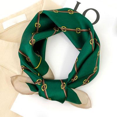 100% Pure Silk Square Scarf Women Dot Print Neckerchief Bandana