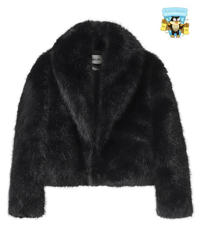 Shawl Collar Faux Fox Fur Coat Women Winter Short Jacket