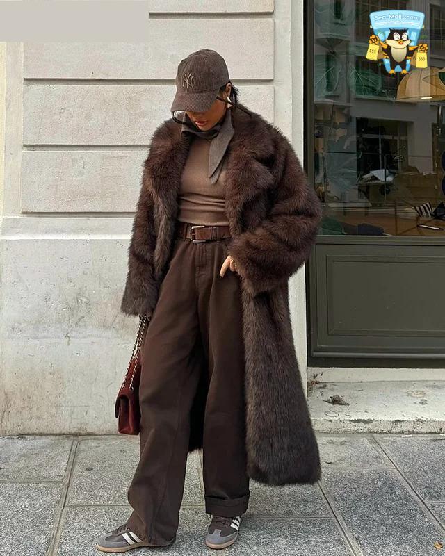 Vintage Long Faux Fox Fur Coat