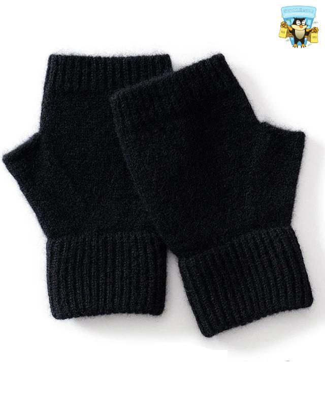 100% Merino Wool Knitted Fingerless Gloves – Warm Winter Mitts for Women