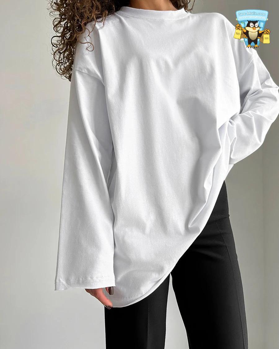 Oversized O-Neck T-Shirt Women 100% Cotton Casual Loose Fit