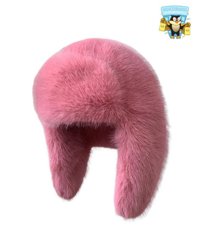 Faux Fox Fur Bomber Hat Women Winter Earflap Ski Cap