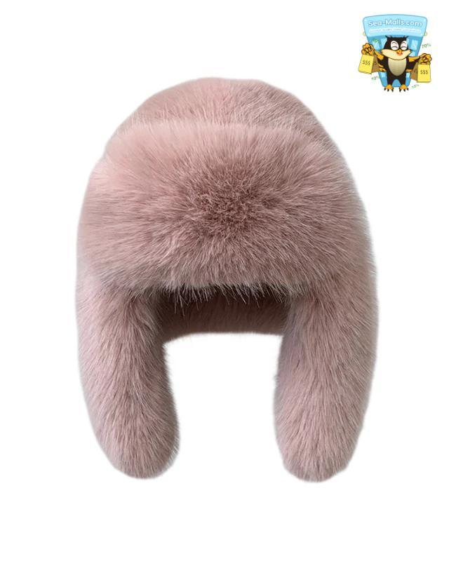 Faux Fox Fur Bomber Hat Women Winter Earflap Ski Cap