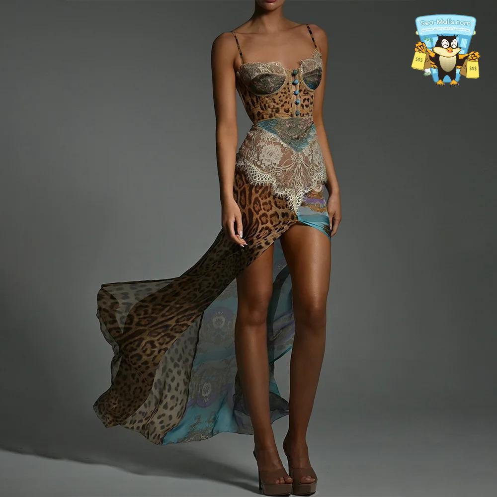 Leopard Print Maxi Dress Sleev