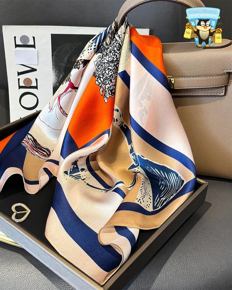 100% Mulberry Silk Square Scarf for Women