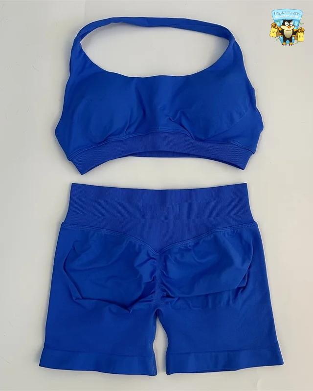Yoga Shorts Set Seamless Scrun