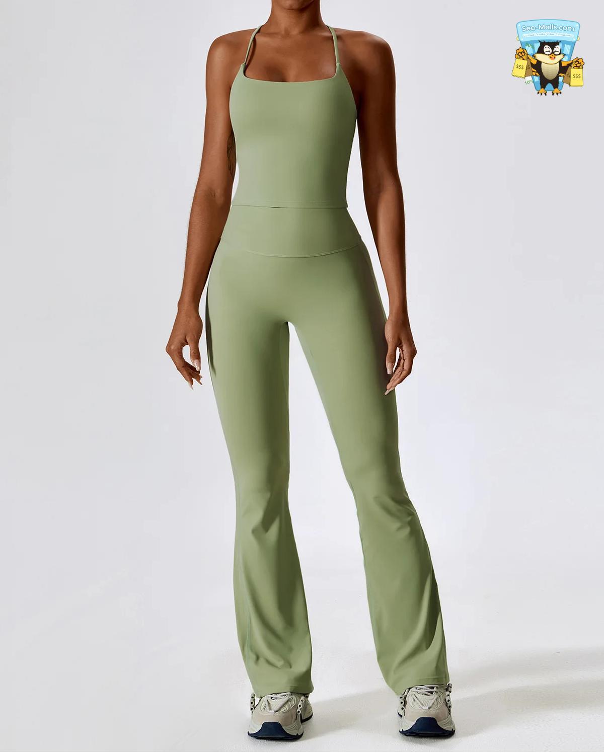 Yoga Set 2PCS Seamless Long Sleeve Crop Top & Leggings