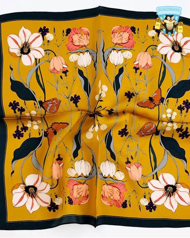 100% Pure Silk Floral Square S