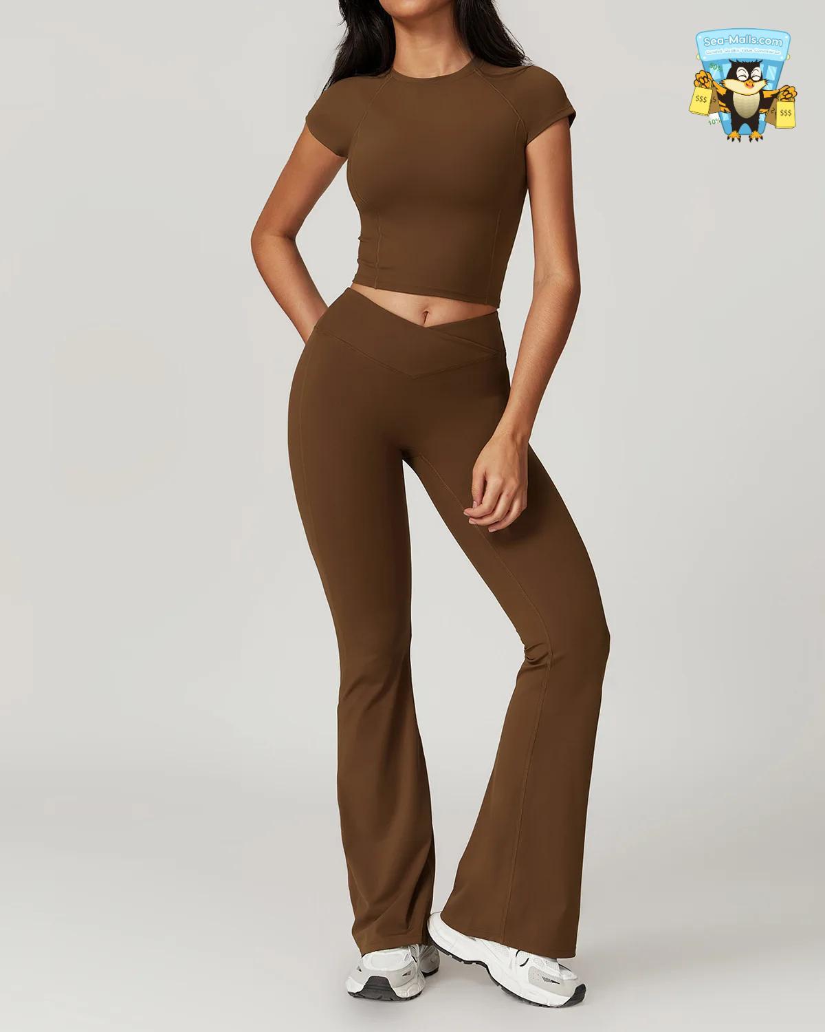 Women’s Yoga Set 2-Piece Sportswear Crop Top & High-Waist Leggings