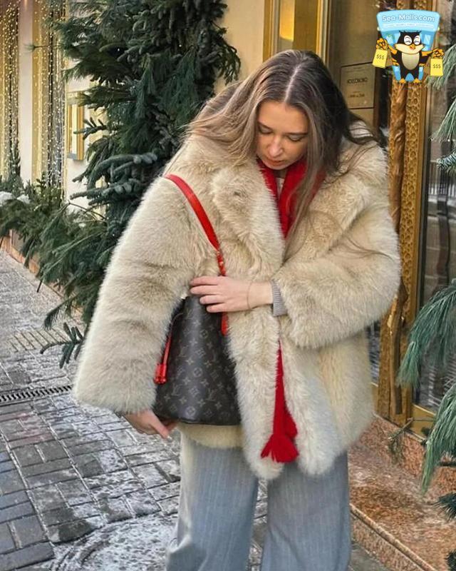 Luxury Faux Fur Long Coat Women Winter Thick Warm Overcoat