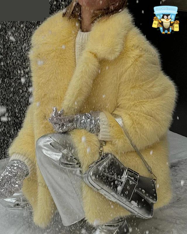Luxury Faux Fur Long Coat Wome