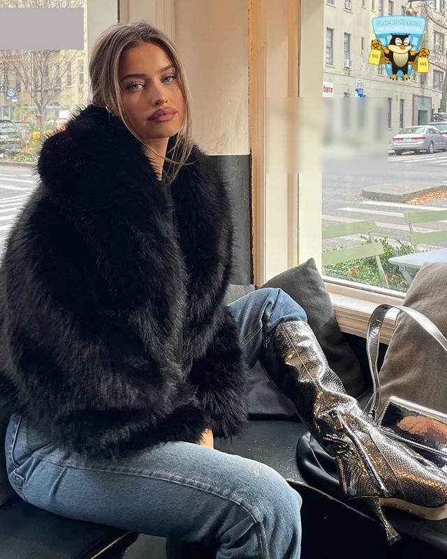 Shawl Collar Faux Fox Fur Coat