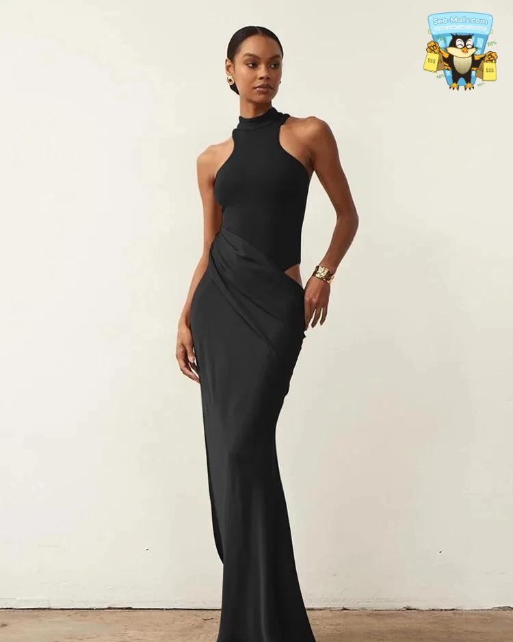 Sleeveless Satin Maxi Dress