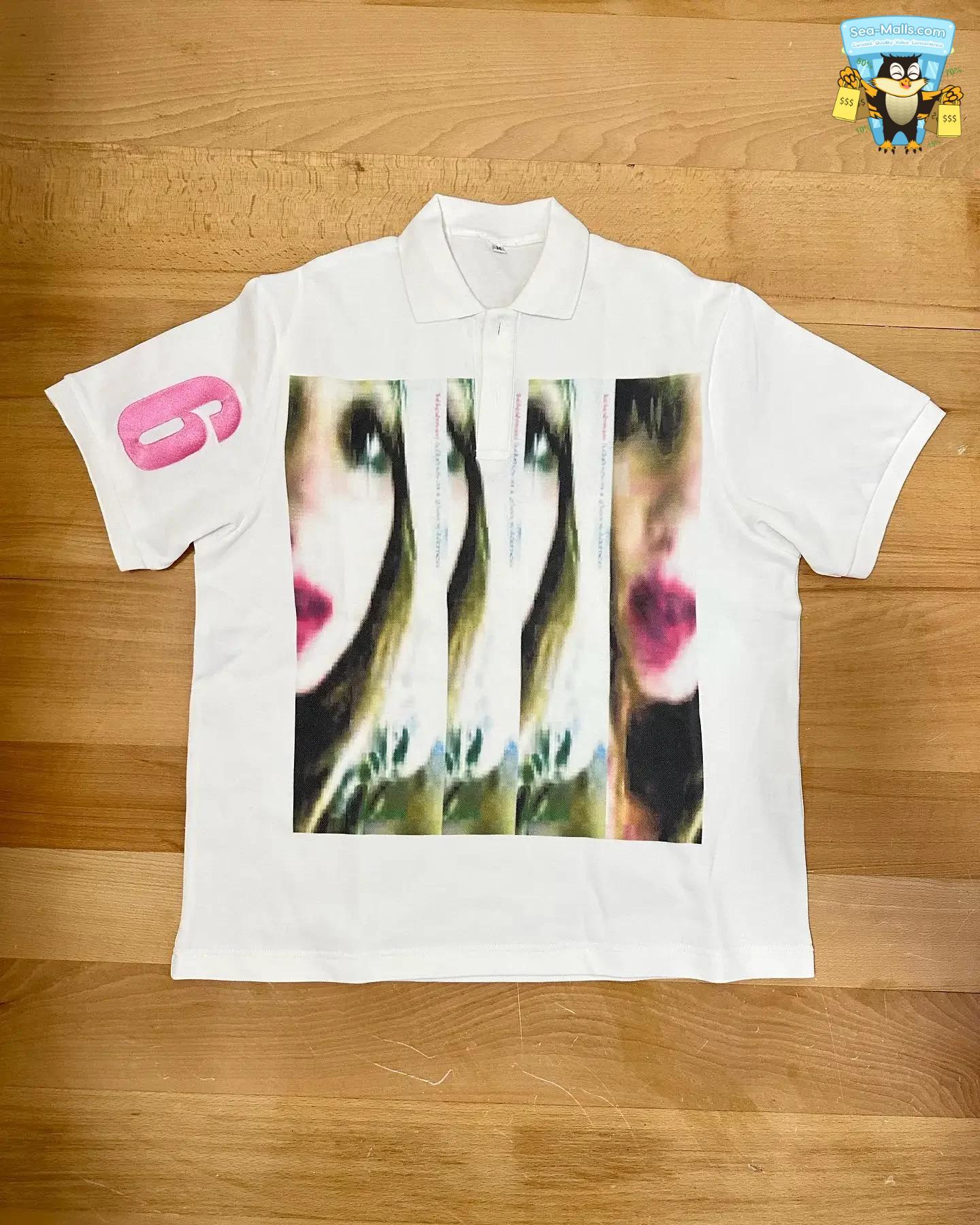 Y2K Punk Goth Street Polo Shirt – Unique Graphic Eyes Print Summer Top