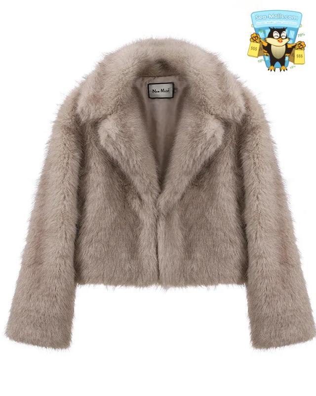 Gradient Faux Fur Jacket Women Winter Fluffy Fox Fur Coat