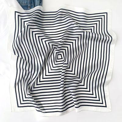 100% Pure Silk Square Scarf Women Dot Print Neckerchief Bandana