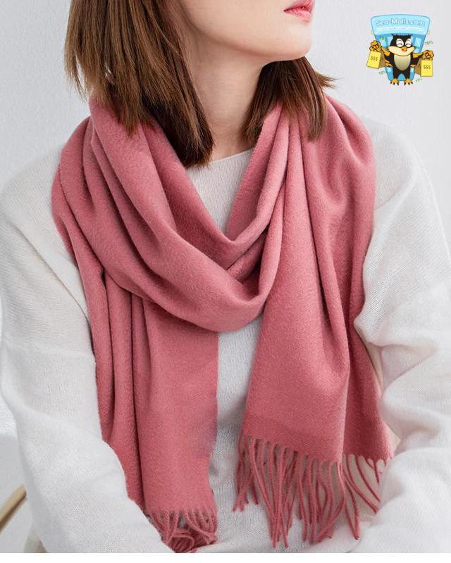 100% Wool Winter Scarf Soft Cashmere-Feel Shawl for Women